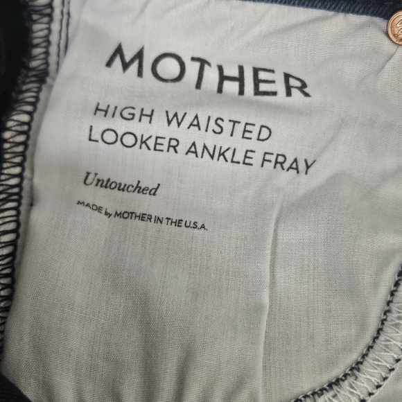 Mother Blue High-Waisted Looker Ankle Fray Jeans Size 27 - Picture 7 of 9